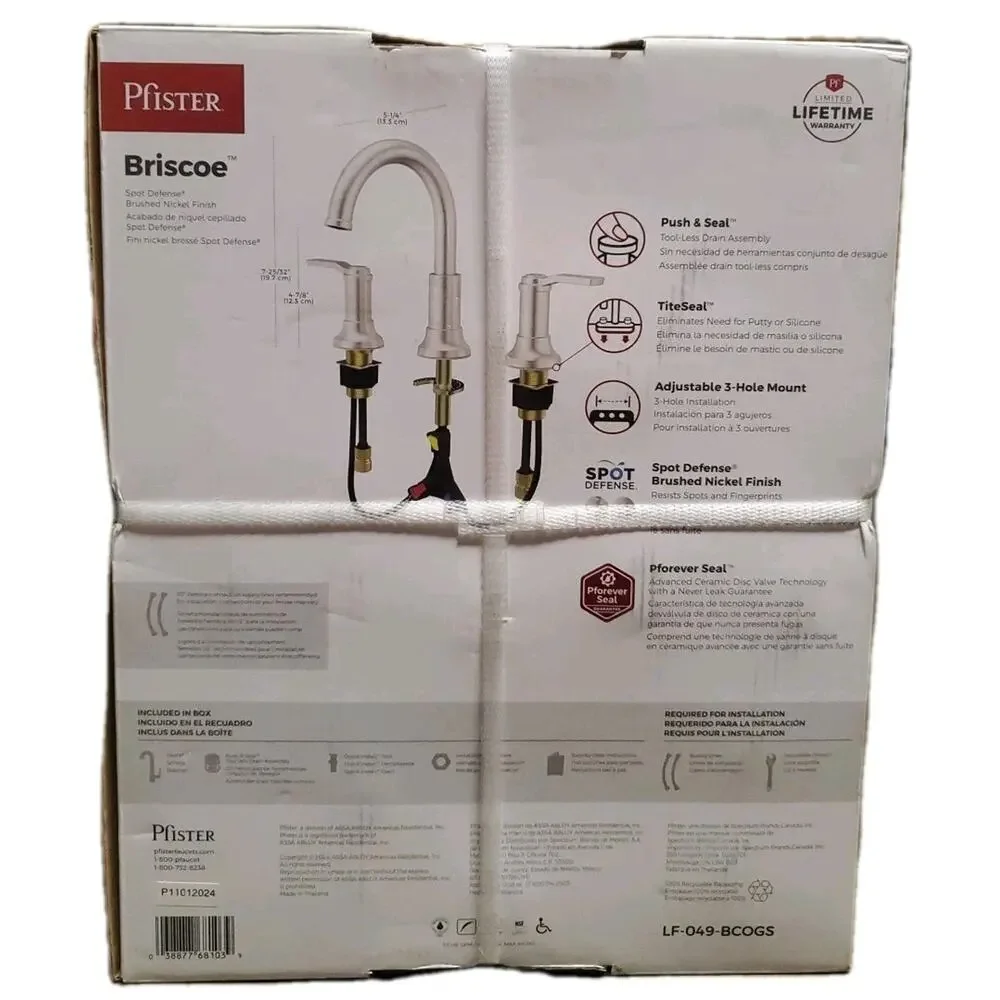 Pfister Briscoe 8 in. Widespread Double Handle Bathroom Faucet in Brushed Nickel